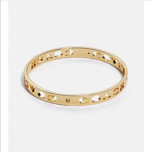 NWT Coach | Gold Pierced Bangle w/ Logo - Picture 8 of 9